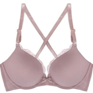 38DDD Bark Colored Smart & Sexy Women's Perfect Push-up Bra Bow & Gem Accents